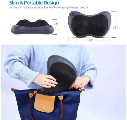 Head Neck Body Massage Pillow Heating Kneading Home Car Dual Use Body Cervical Lumbar Waist Leg Pain Relief Massager Health Care