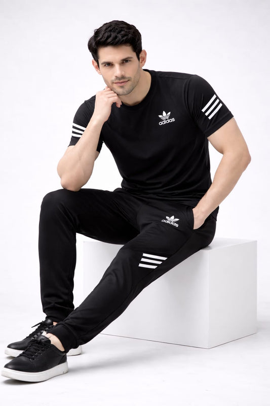 Black Slim Fit Tracksuit for Men in Pakistan | Premium Gym & Casual