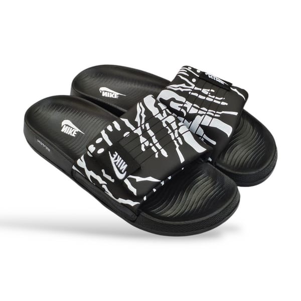 Genzy Adjustable Black & White Slide | Comfortable Daily Wear - Genzy Official
