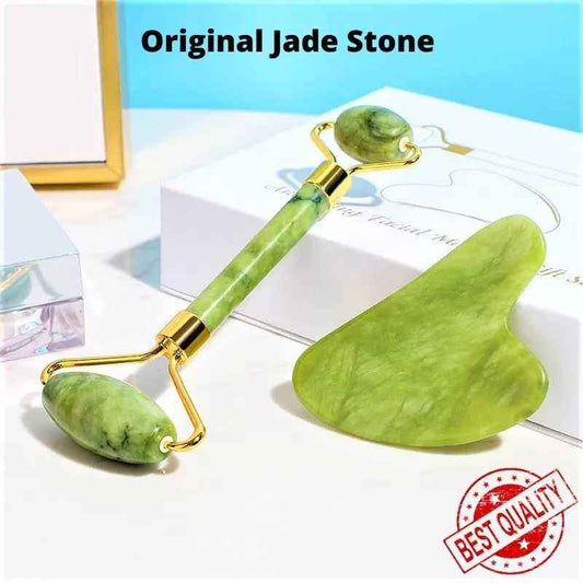 Jade roller and Gua Sha Stone Anti Aging Natural Stone Jade Roller for Face Facial Beauty Massager Skin Face Roller Beauty Tools for Skin Care