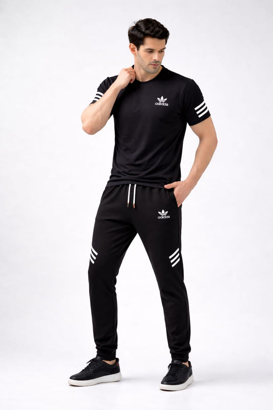 Black Slim Fit Tracksuit for Men in Pakistan | Premium Gym & Casual