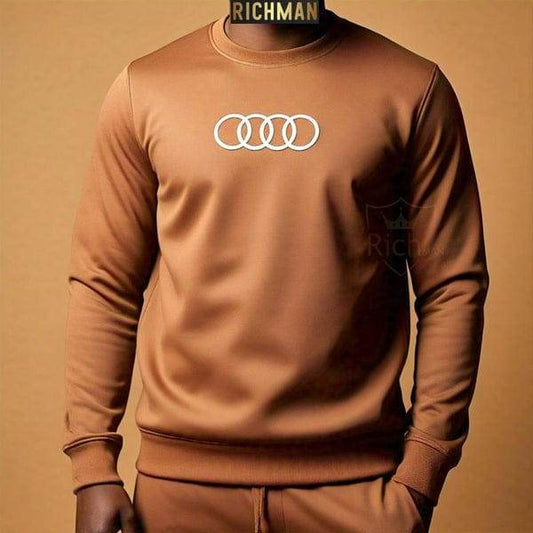 Mens 2pc Fleece Premium Tracksuit – Sweatshirt + Trouser with Audi Logo - Genzy Official