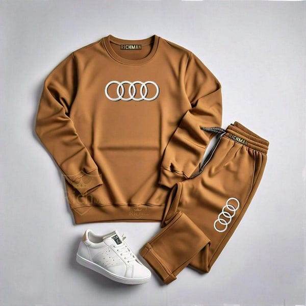 Mens 2pc Fleece Premium Tracksuit – Sweatshirt + Trouser with Audi Logo - Genzy Official