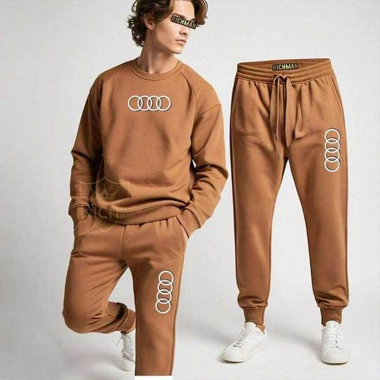 Mens 2pc Fleece Premium Tracksuit – Sweatshirt + Trouser with Audi Logo - Genzy Official
