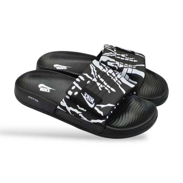 Genzy Adjustable Black & White Slide | Comfortable Daily Wear - Genzy Official