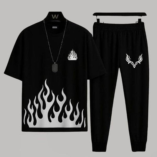 Mens 2pc Micro Plain Premium Black Tracksuit – Shirt & Trouser Set | Elegant & Comfortable - Genzy Official