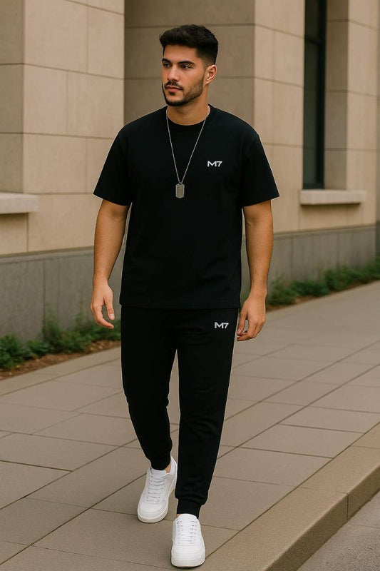 M7 Black Summer Tracksuit – DRI-FIT Half Sleeves for Men - Genzy Official