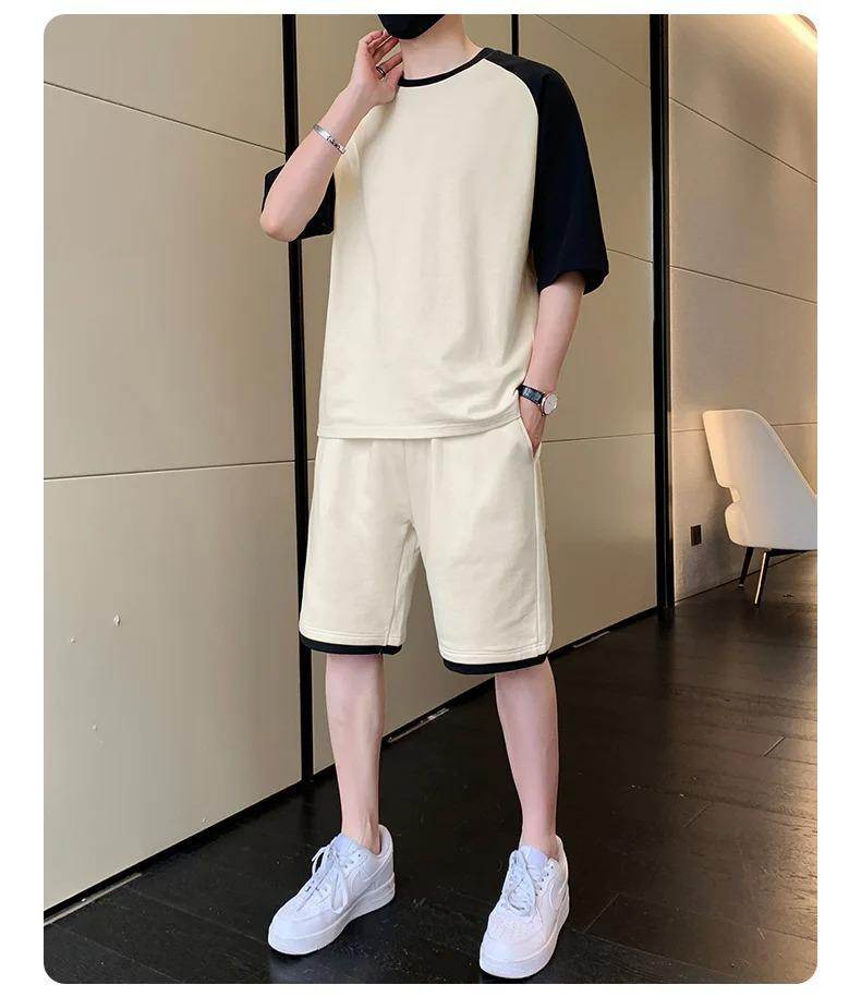 2pc Men's Cotton Plain T-Shirt and Shorts Set – Summer Wear - Genzy Official