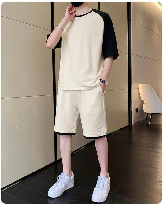 2pc Men's Cotton Plain T-Shirt and Shorts Set – Summer Wear - Genzy Official