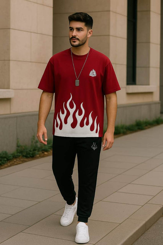 Mens 2pc Micro Plain Premium Tracksuit – Red Fire (Trouser + Shirt) - Genzy Official