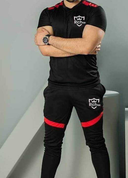 RMAN Black Summer Tracksuit – DRI-FIT Half Sleeves for Men - Genzy Official