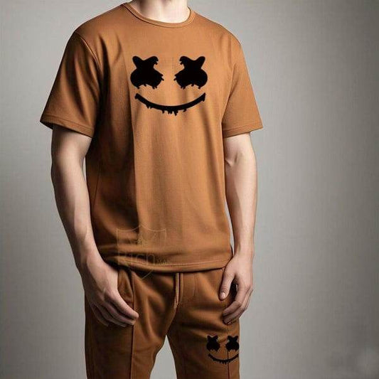 Mens 2pc Micro Printed Premium Tracksuit – Smile Face Edition (Trouser + Shirt) - Genzy Official
