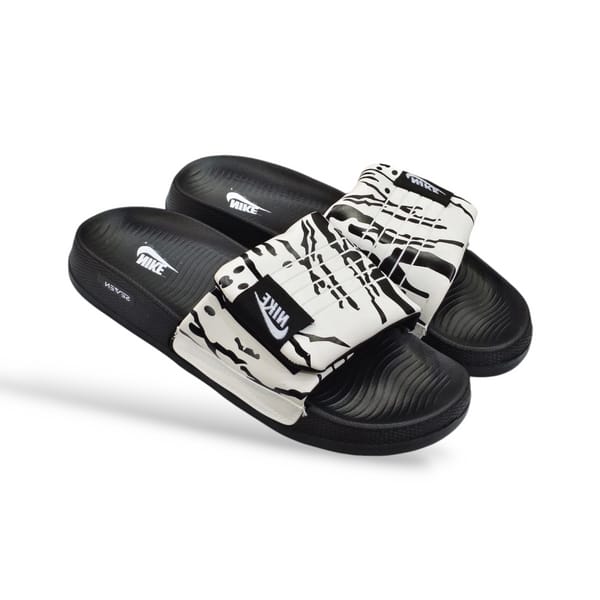 Genzy Adjustable White & Black Slides | Comfortable Daily Wear - Genzy Official