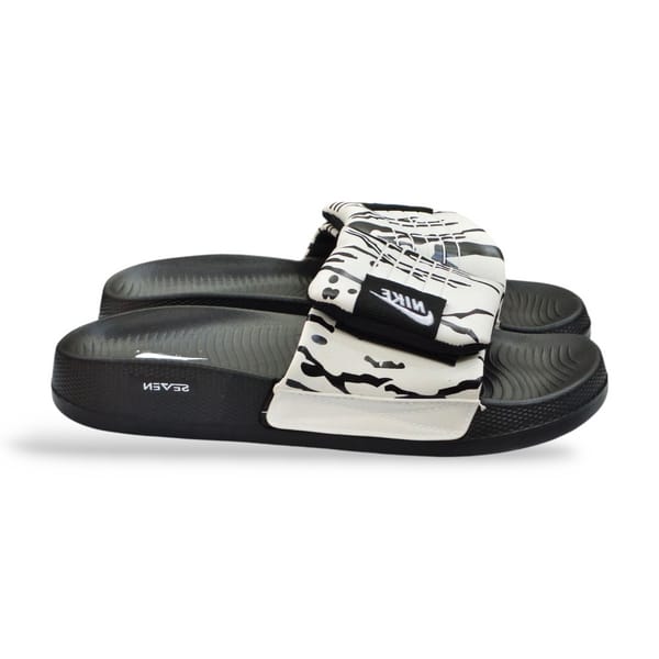Genzy Adjustable White & Black Slides | Comfortable Daily Wear - Genzy Official